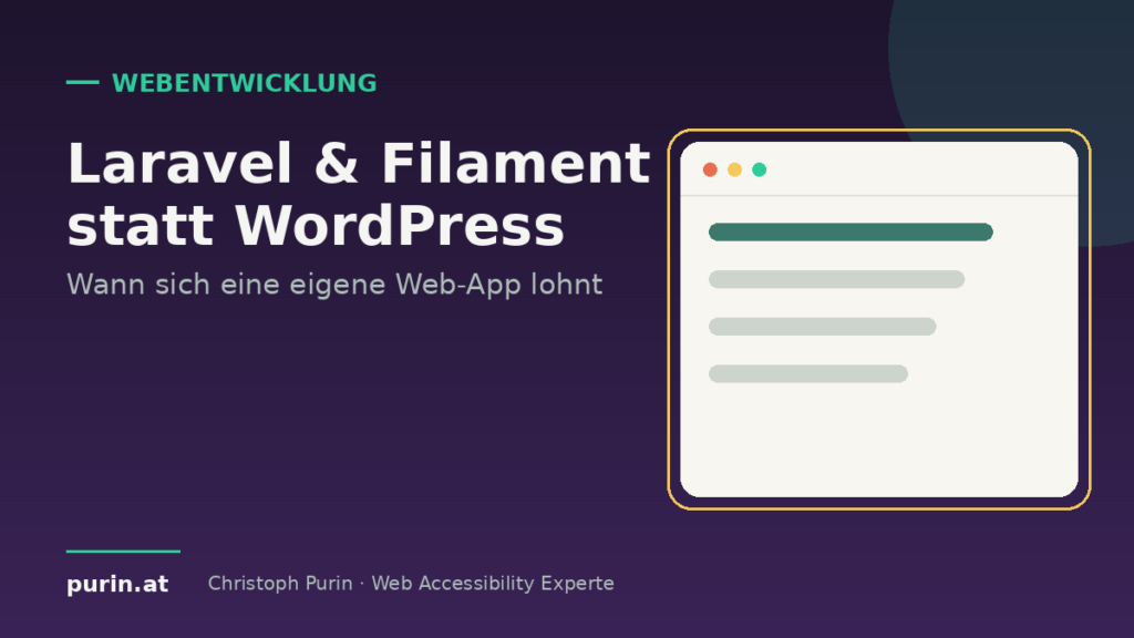 Beitragsbild: Laravel und Filament statt WordPress – wann sich eine Web-App lohnt