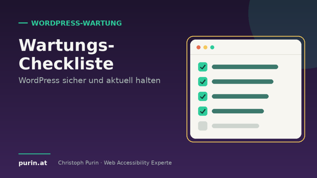 Beitragsbild: WordPress-Wartungs-Checkliste – sicher und aktuell halten