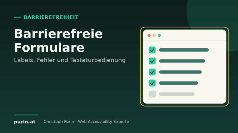 Beitragsbild: Barrierefreie Formulare – Labels, Fehlermeldungen, Tastaturbedienung