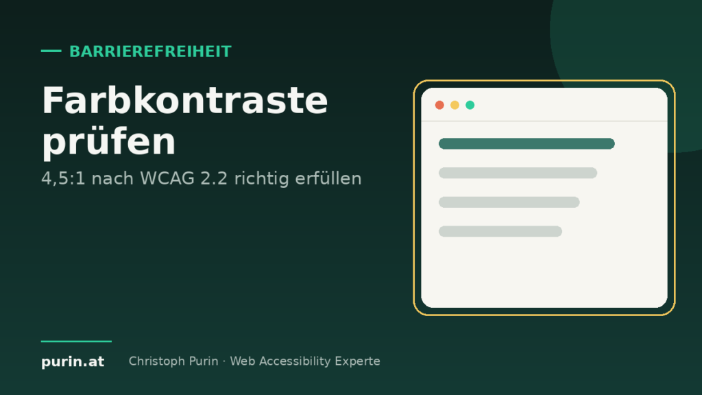 Beitragsbild: Farbkontraste prüfen – 4,5:1 nach WCAG 2.2 erfüllen