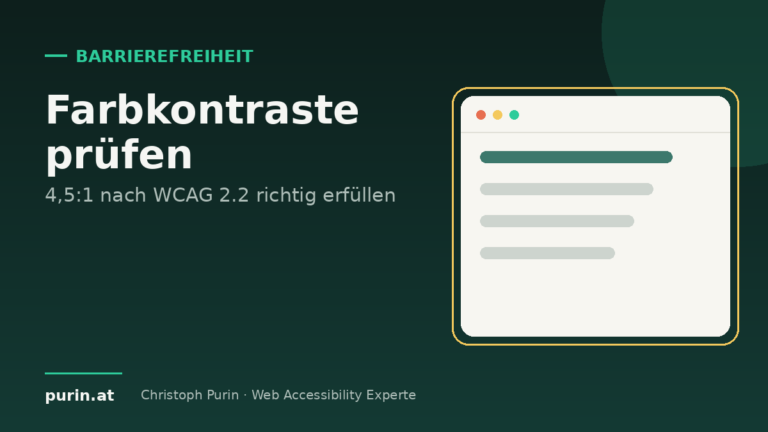 Beitragsbild: Farbkontraste prüfen – 4,5:1 nach WCAG 2.2 erfüllen