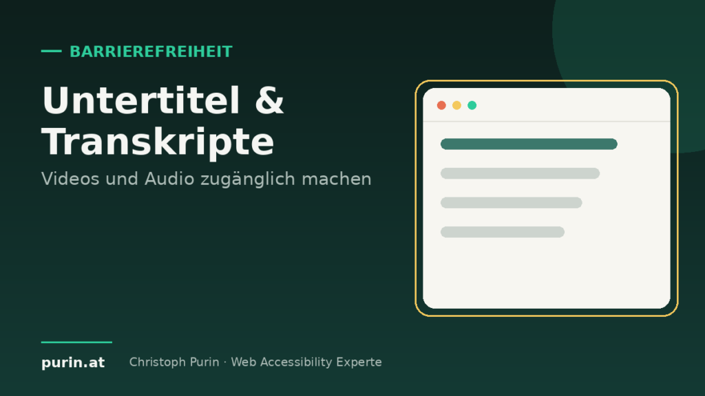 Beitragsbild: Untertitel und Transkripte – Videos und Audio zugänglich machen