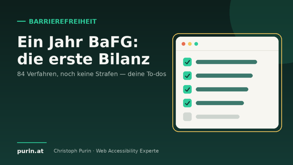 Illustration: Checkliste – ein Jahr Barrierefreiheitsgesetz in Österreich, erste Bilanz