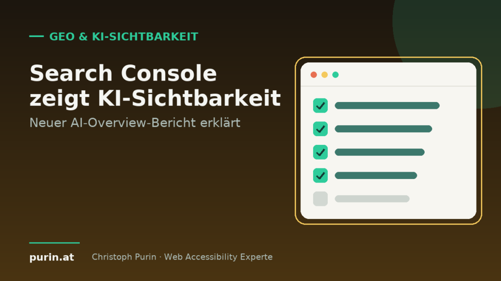 Illustration: Search Console zeigt einen neuen Bericht zur Sichtbarkeit in KI-Antworten wie AI Overviews