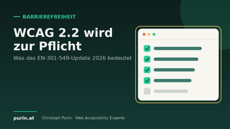 Illustration: Checkliste mit Häkchen – WCAG 2.2 Barrierefreiheit